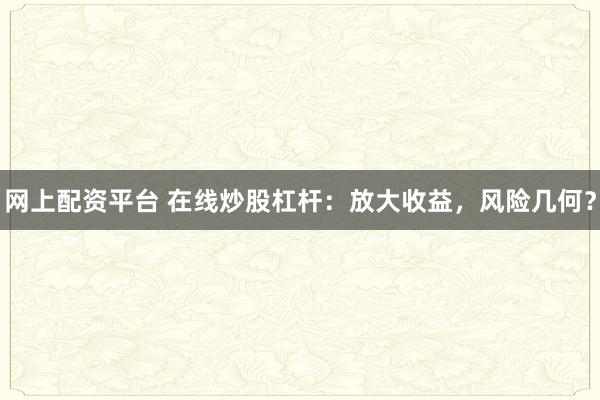 網上配資平臺 在線炒股杠桿：放大收益，風險幾何？