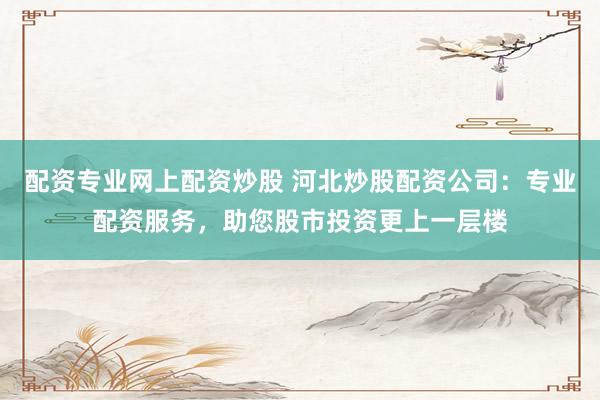配資專業網上配資炒股 河北炒股配資公司：專業配資服務，助您股市投資更上一層樓